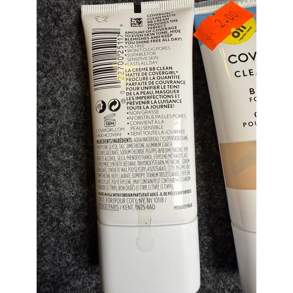 3 pc Covergirl Clean Matte BB Cream for Oily Skin 510 Fair/Clair 1FL OZ